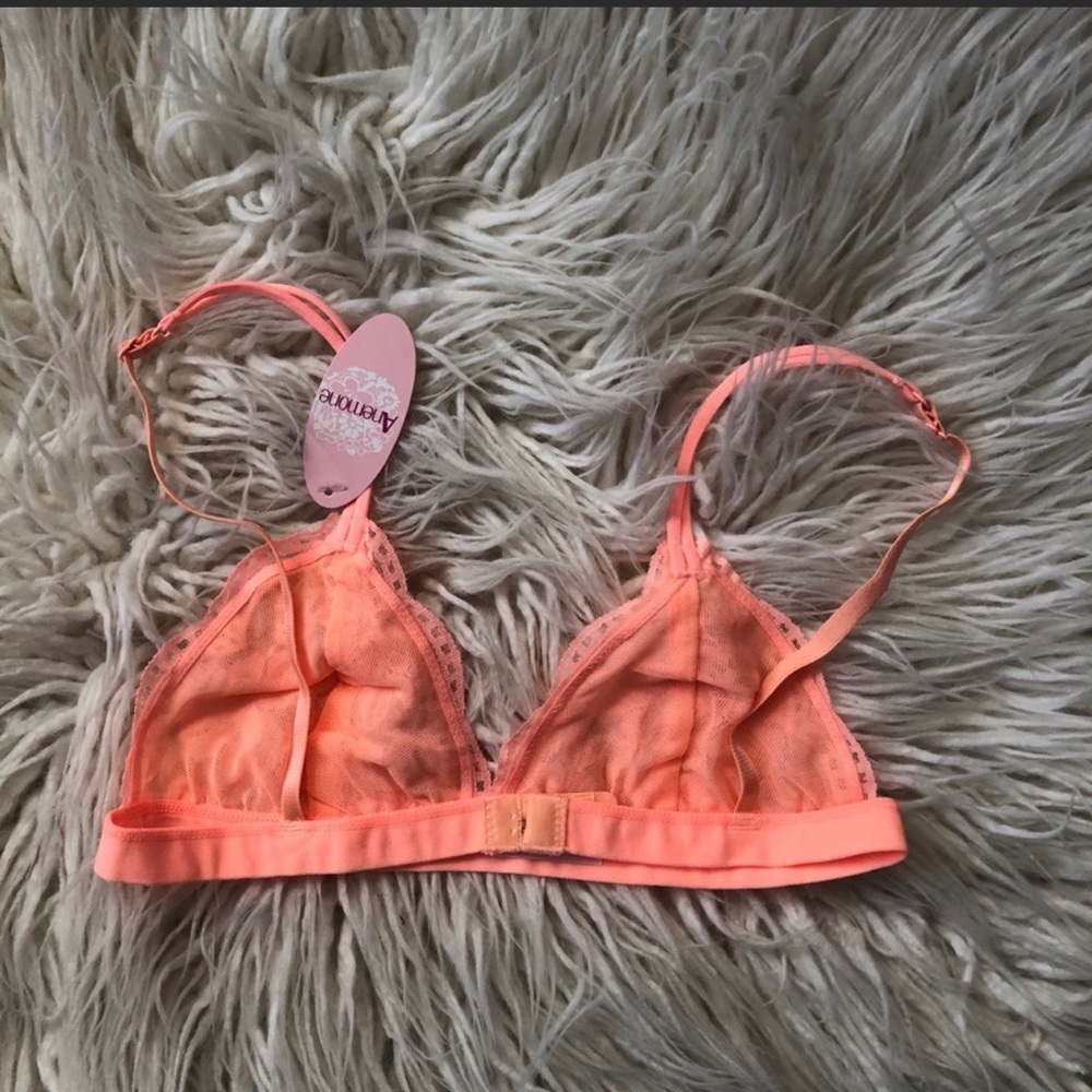 Wild Neon Light Peach Lace Triangle Bralette M/L